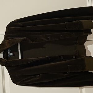 Lauren Ralph Lauren Green Velour Button Cardigan Womens Size XL. EUC